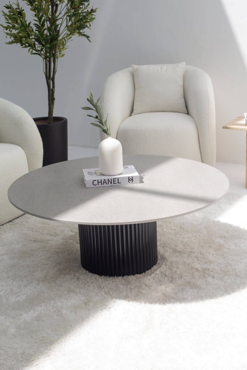 Petronia Dekton Gray Coffee Table (4 Base Colors) Black 