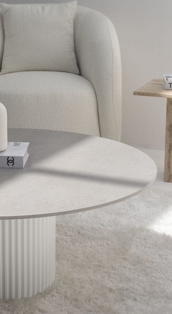 Petronia Dekton Gray Coffee Table With White Base 
