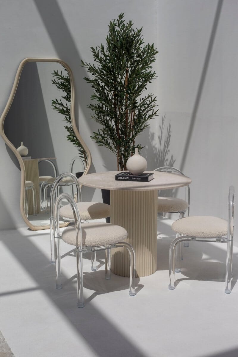 Cornelia Oryx Marble Dining Table (3 Base Colors) 90CM Length x 90CM Width x 76CM Height Beige 