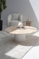 Petronia Beige Travertine Coffee Table (4 Base Colors) MGH White 