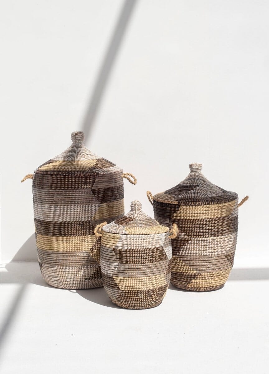 Maisha Handmade Brown, Beige, & Cream Classic Basket (3 Sizes)