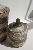 Handmade Herringbone Olive & White Classic Basket BASKET DECO 