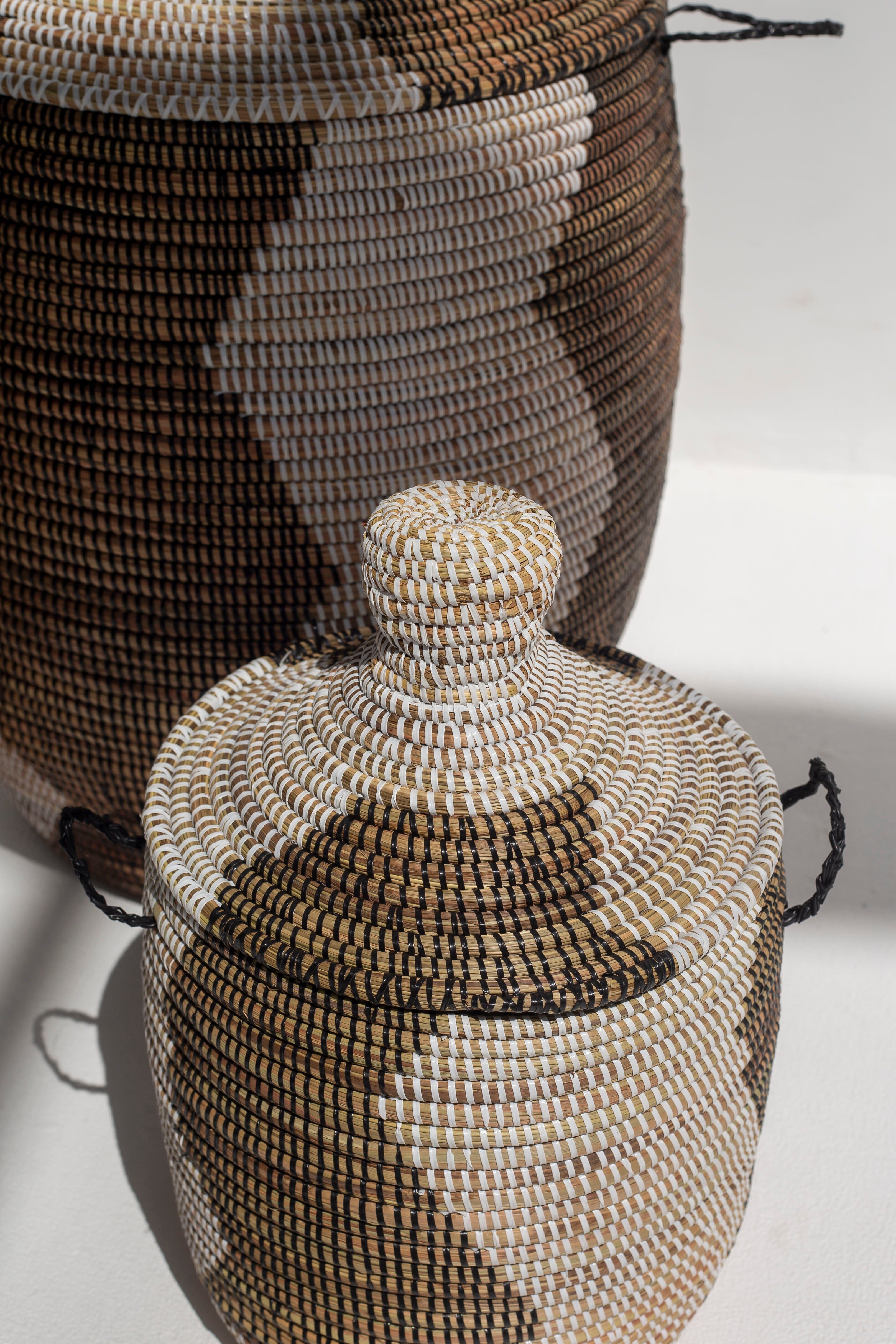 Handmade Natural & Zigzag Dark Brown Basket (3 Sizes) BASKET  