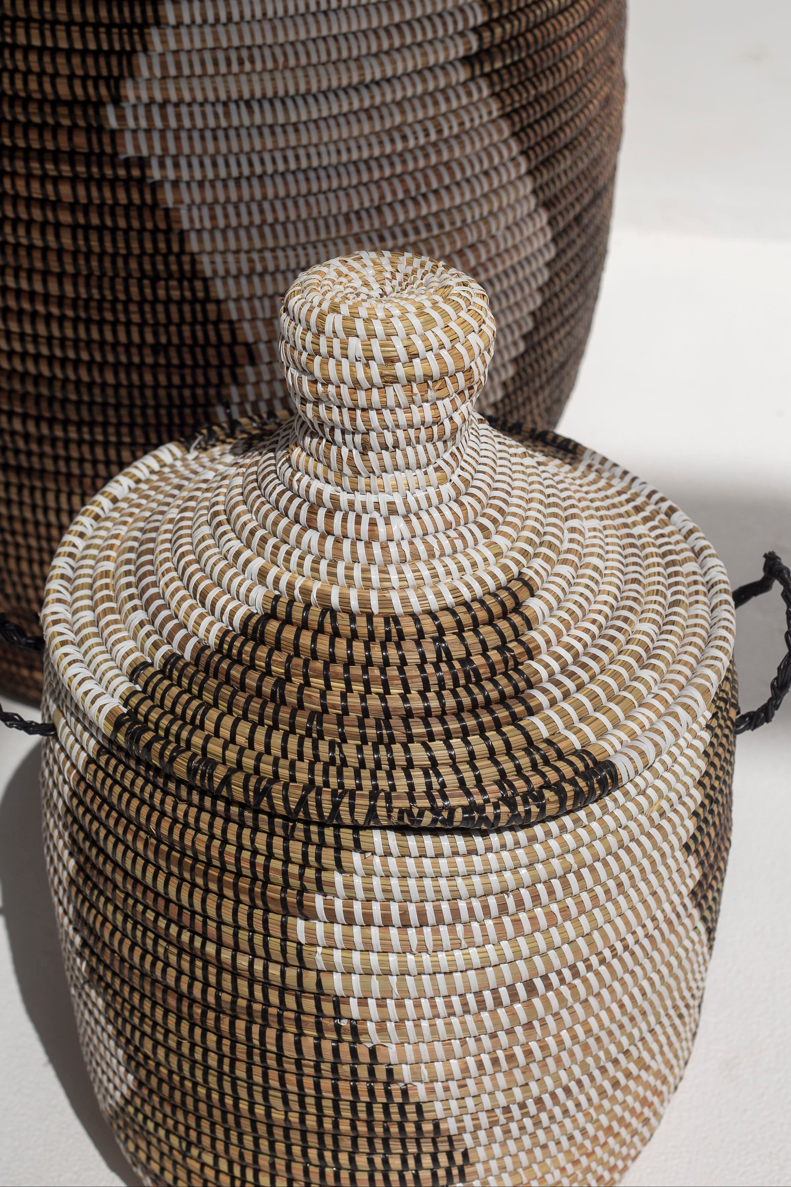 Handmade Natural & Zigzag Dark Brown Basket (3 Sizes) BASKET  