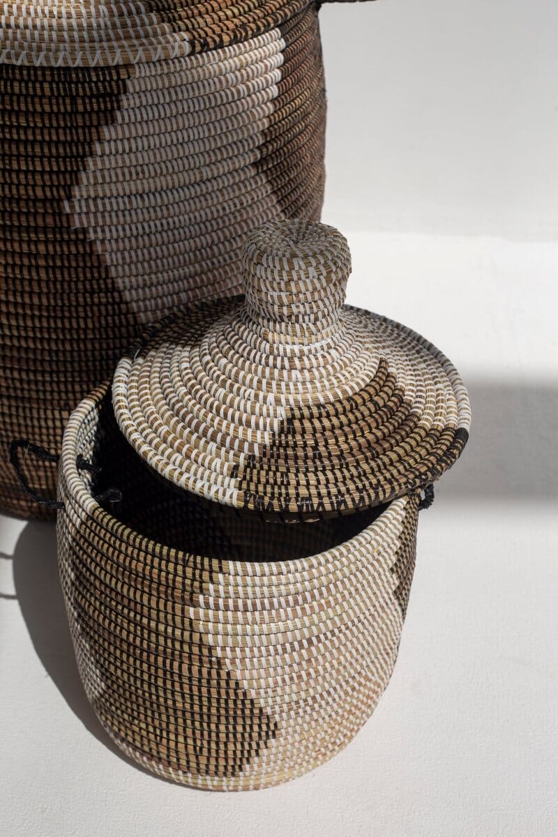 Handmade Natural & Zigzag Dark Brown Basket (3 Sizes) BASKET  