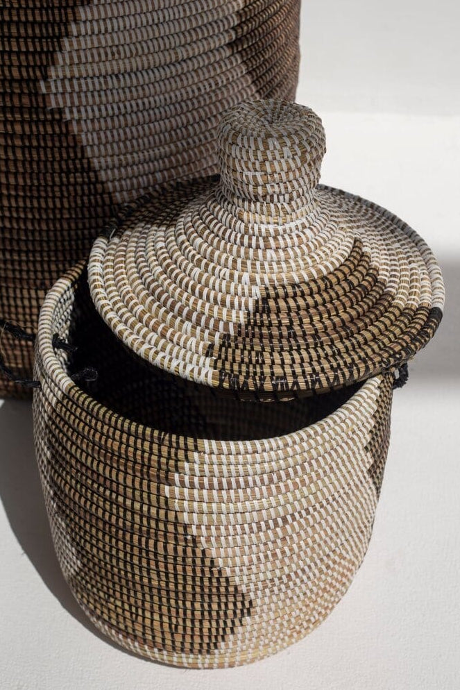 Handmade Natural & Zigzag Dark Brown Basket (3 Sizes) BASKET  