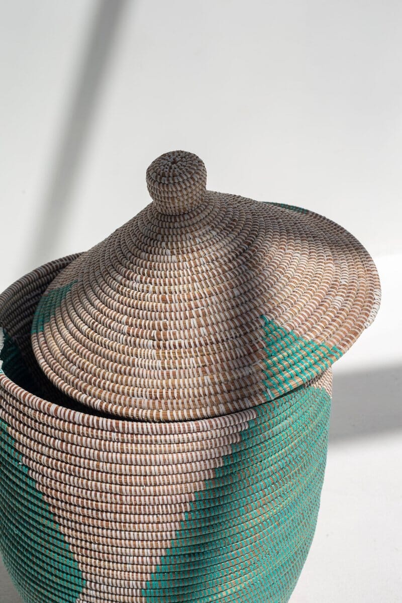 Handmade Mint Green & Beige Classic Basket (3 Sizes) BASKET  