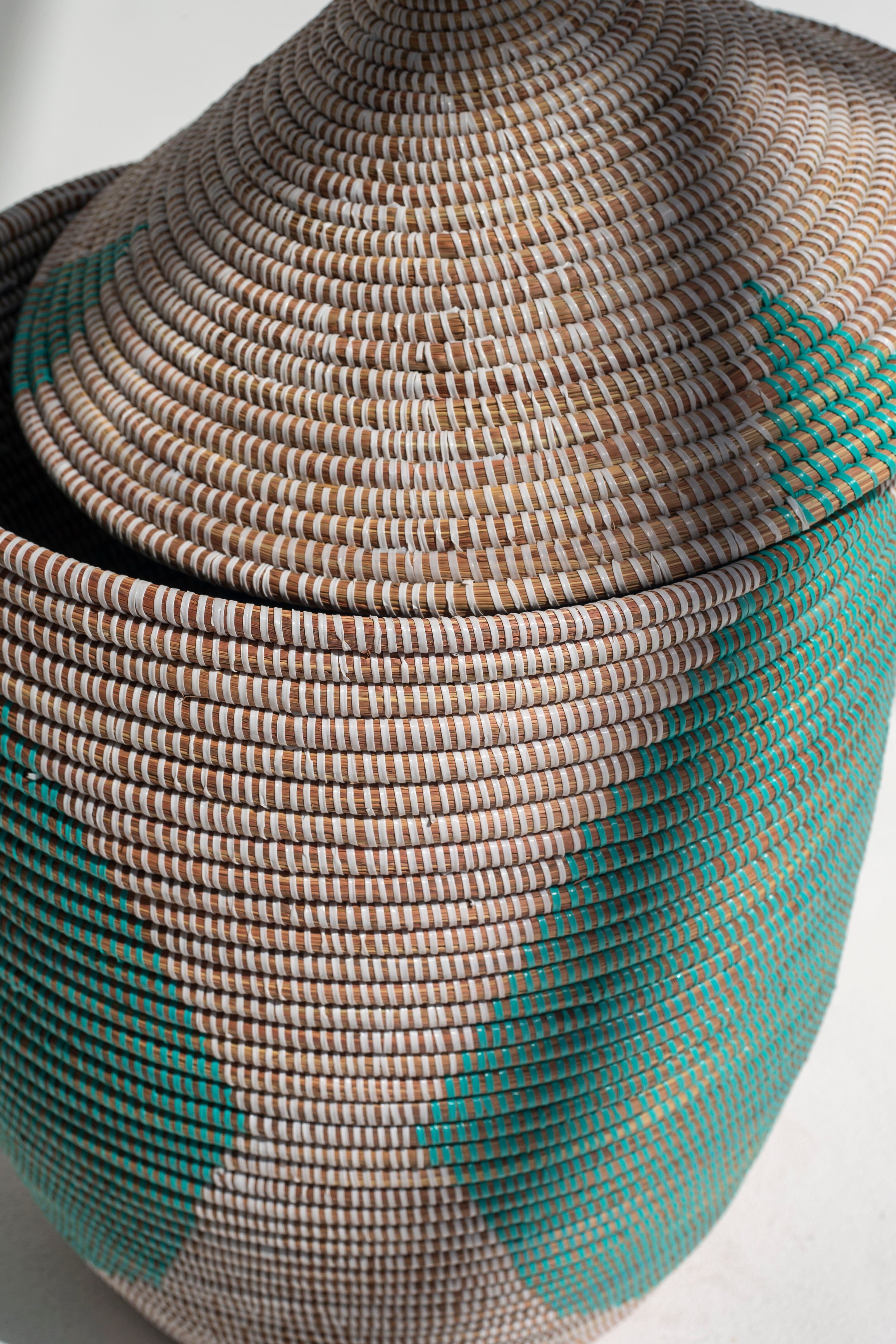 Handmade Mint Green & Beige Classic Basket (3 Sizes) BASKET  