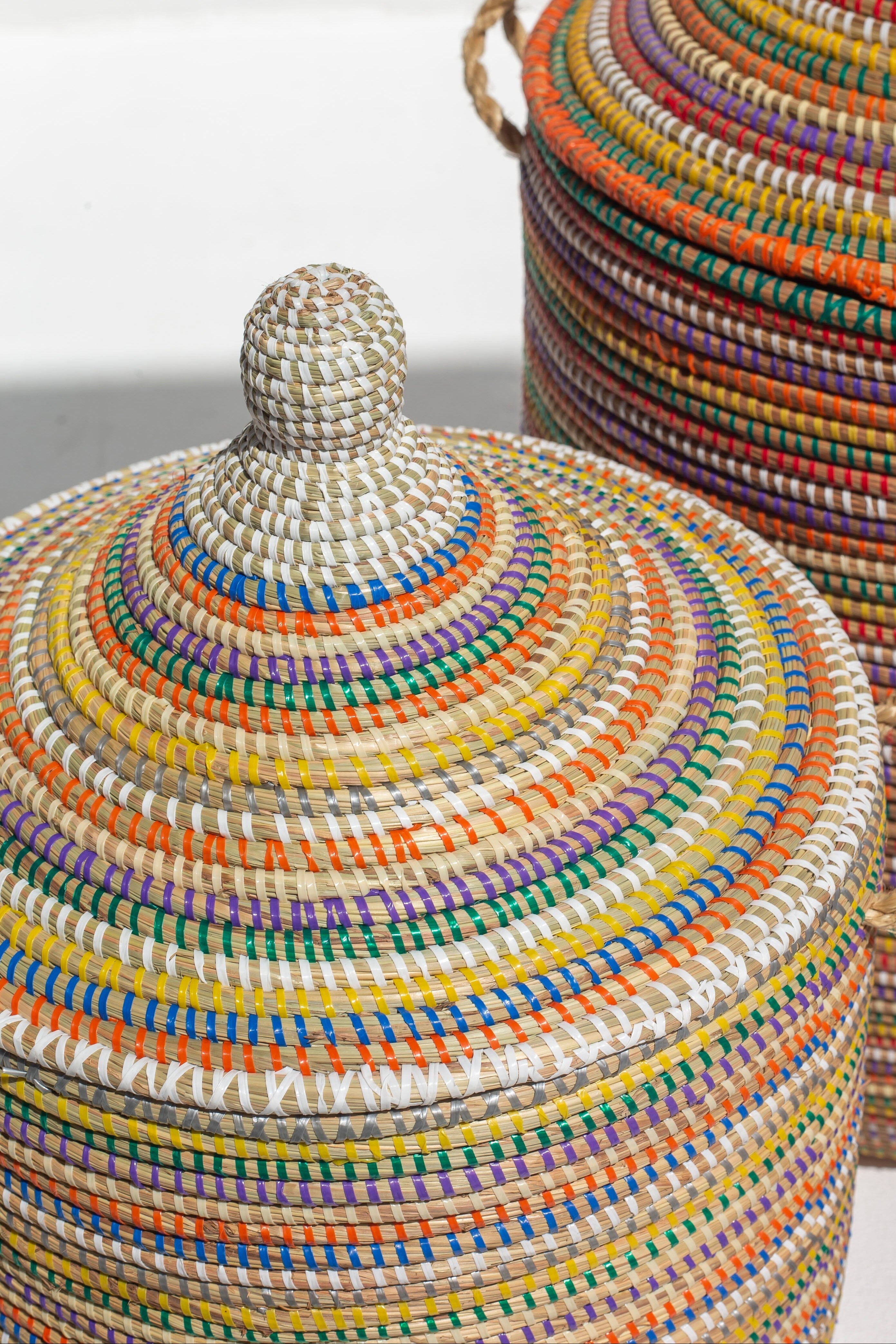 Handmade Circular Multi-Color Classic Basket (3 Sizes) BASKET  