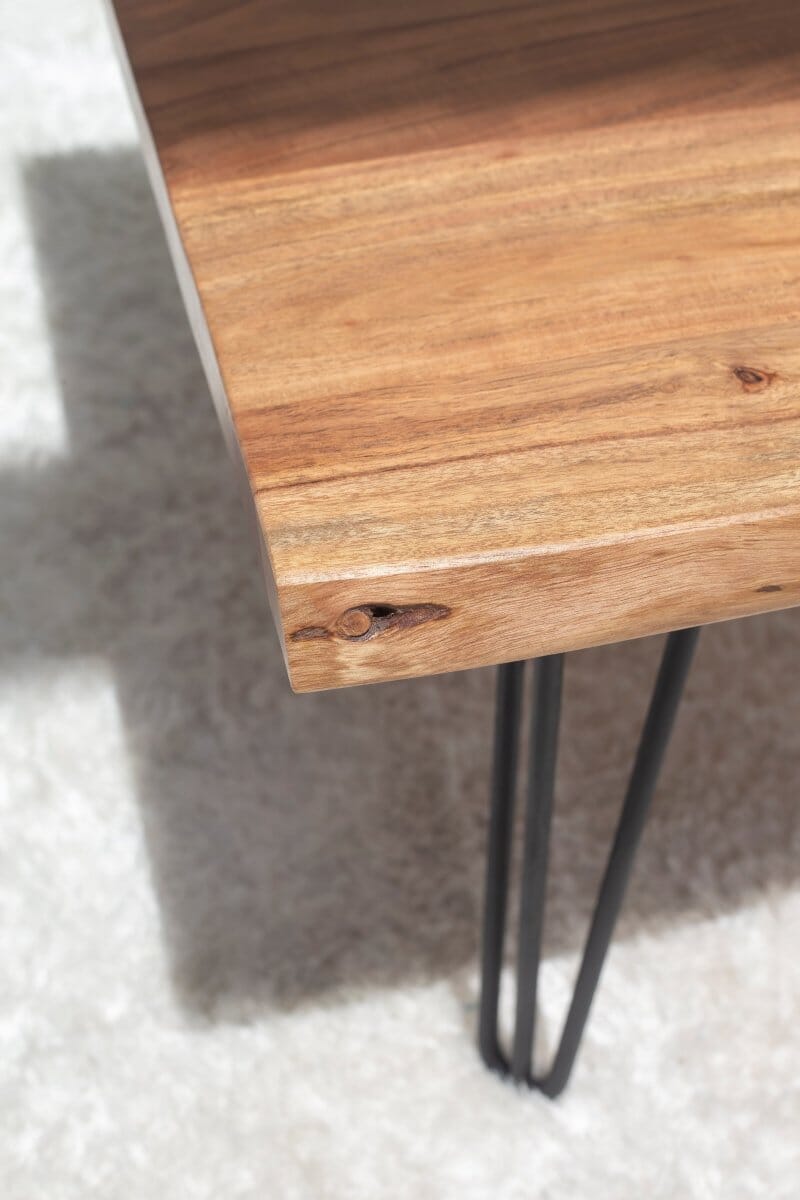 Helia Dark Acacia Coffee Table with Hairpin Legs 