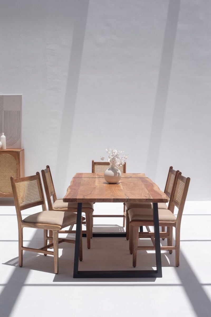 Theresa Dark Acacia Dining Table with Metal Legs – Rustic Modern Style ...