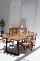 Theresa Dark Acacia Dining Table With Metal Legs (7 Sizes) TWOA 