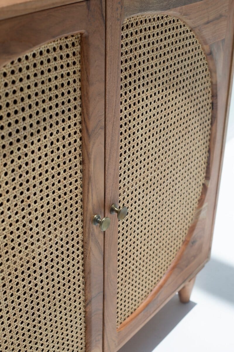Viviana Rattan Doors Acacia Wood Sideboard & Buffet/Cabinet 