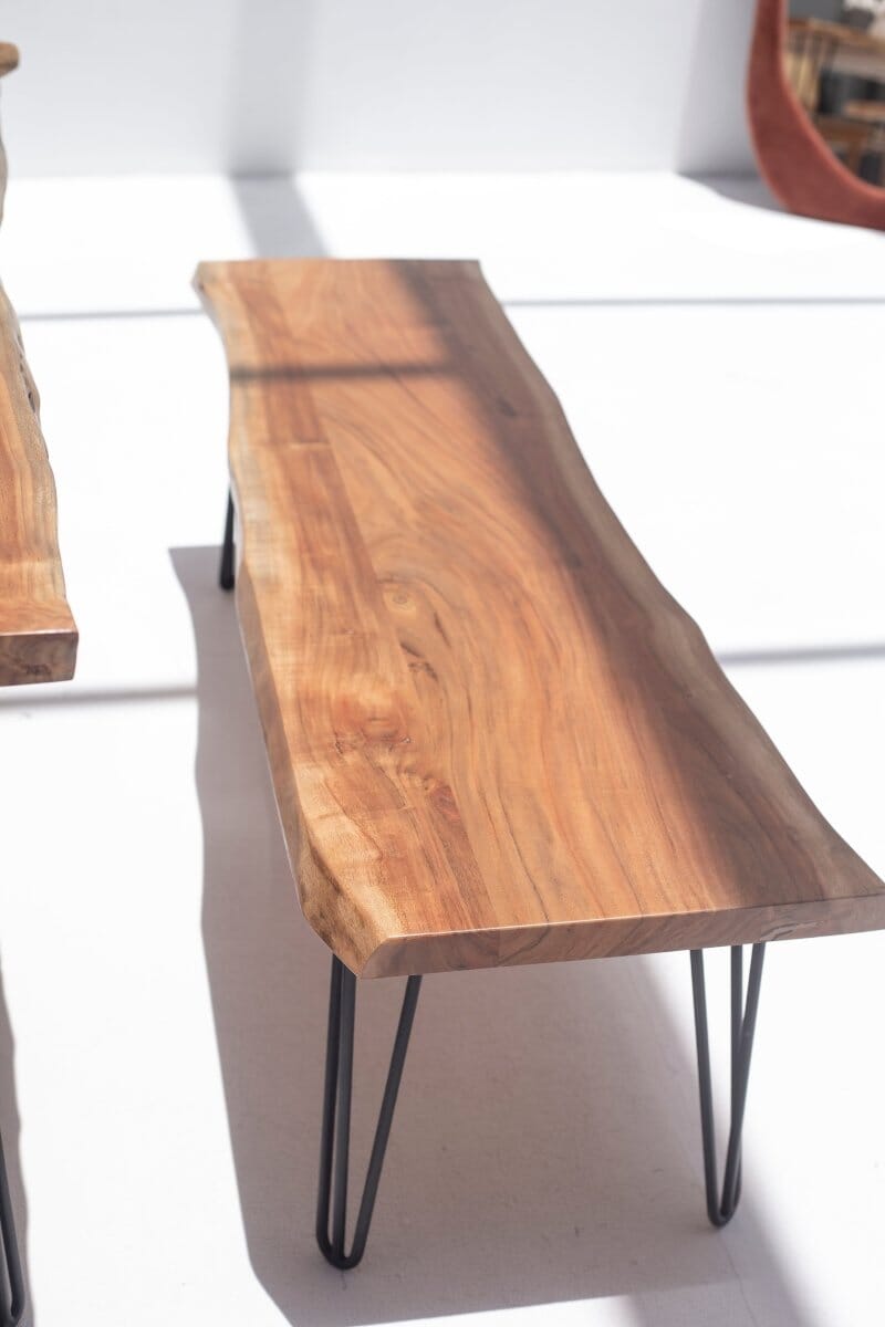 Laronia Dark Acacia Wooden Bench (5 Sizes | Multiple Legs)