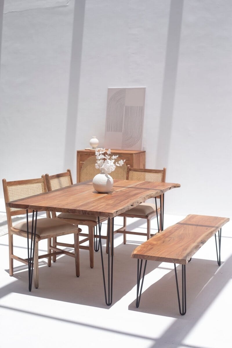 Azelia Dark Acacia Dining Table With Hairpin Legs (7 Sizes) 