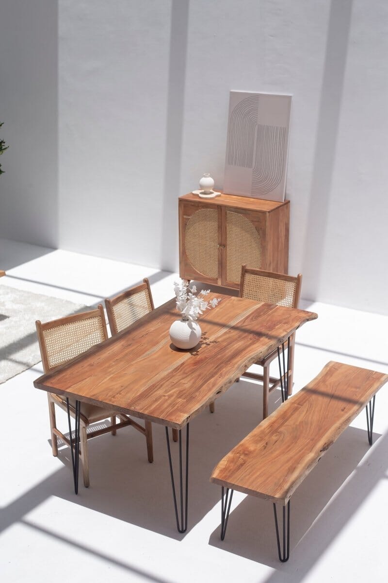 Azelia Dark Acacia Dining Table With Hairpin Legs (7 Sizes)