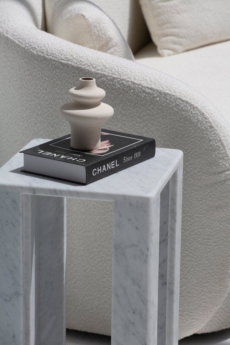 Ourania Bianco Carrara C Marble Side Table (2 Sizes) MGH 