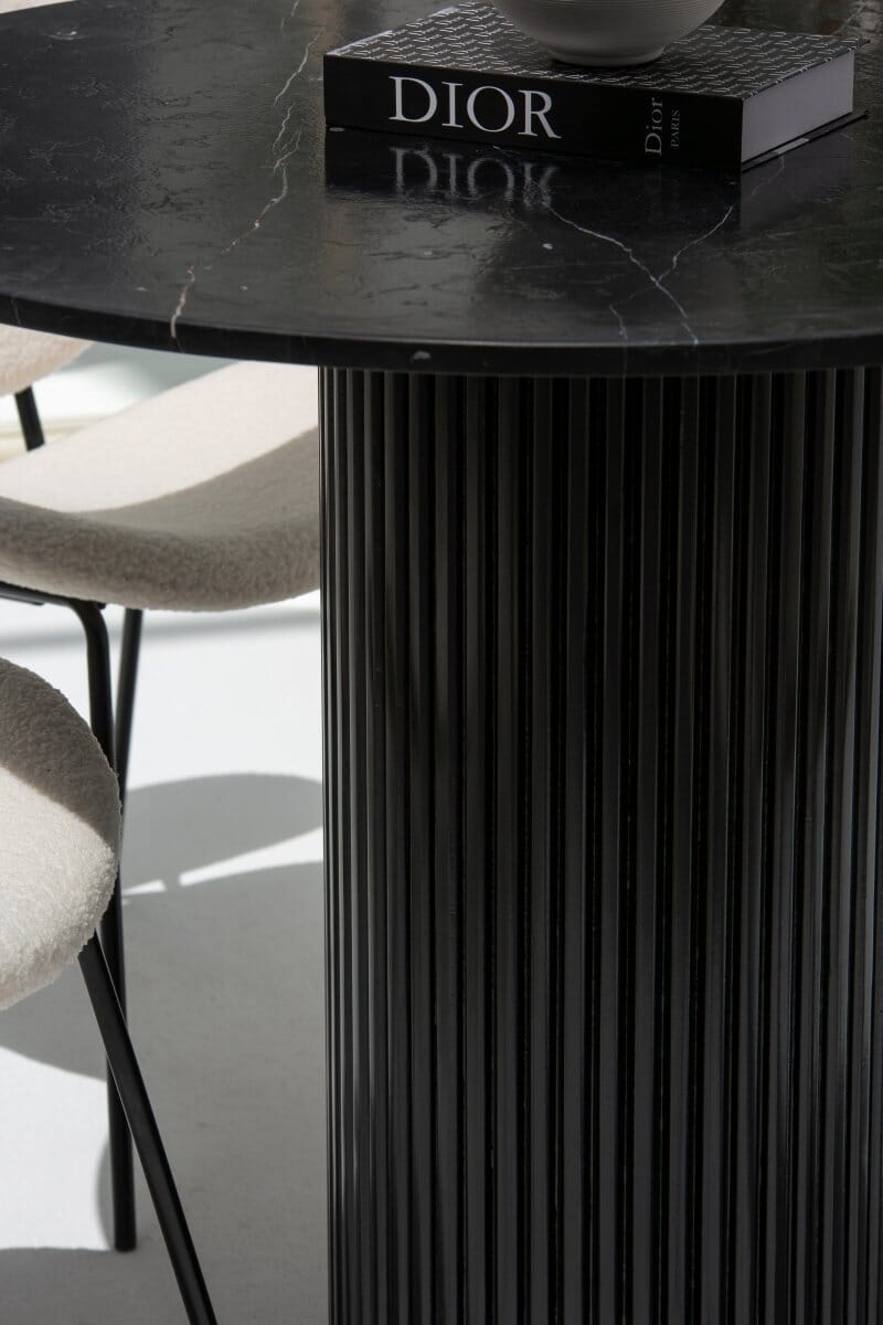 Cornelia Black Marquina Marble Dining Table (3 Base Colors) 