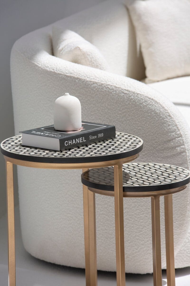 Jocasta Bone Inlay Nesting Side Table Side Table TWOA 