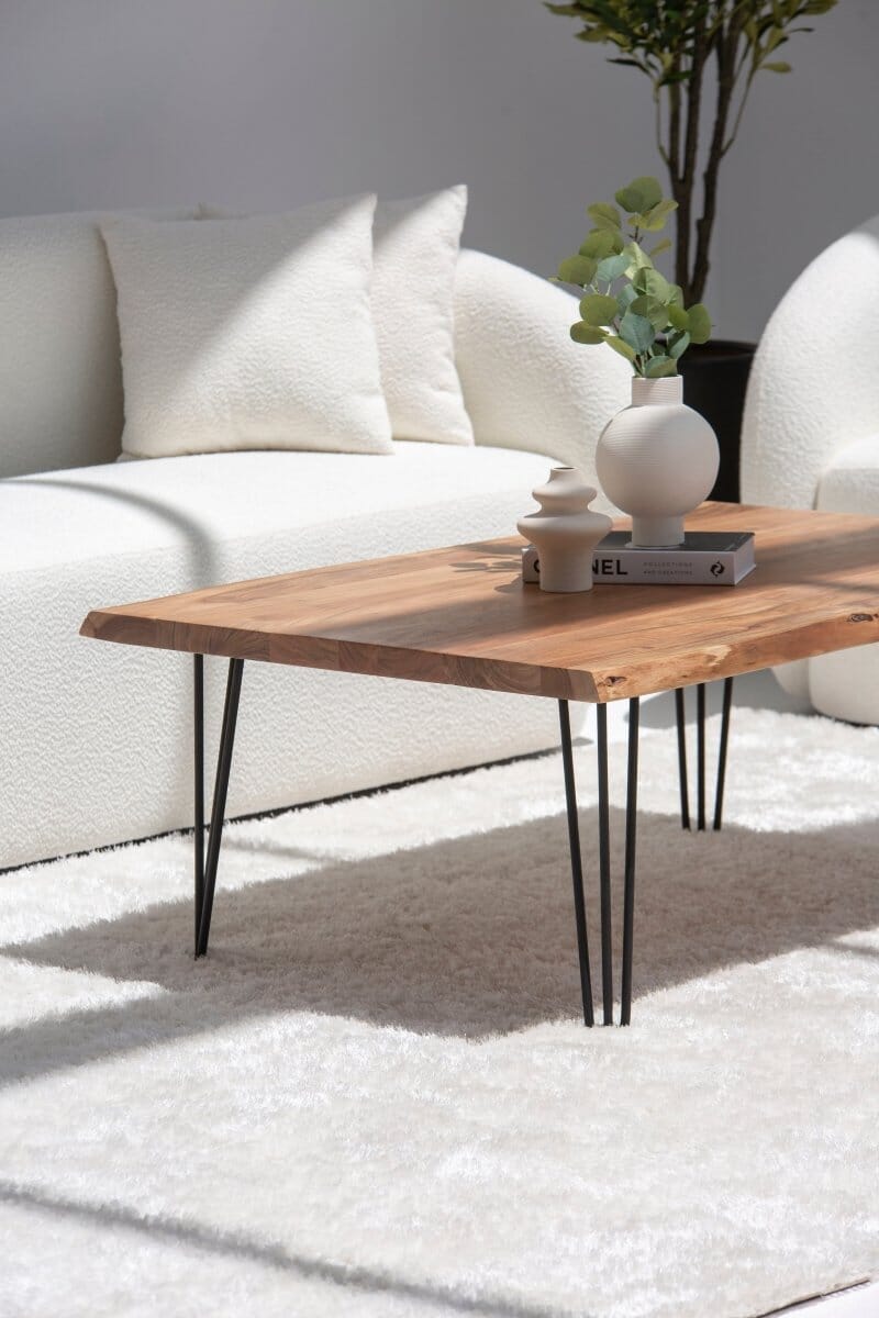 Helia Dark Acacia Coffee Table with Hairpin Legs TWOA 