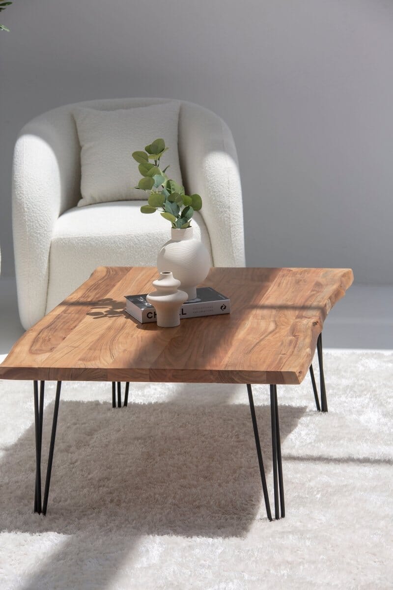 Helia Dark Acacia Coffee Table with Hairpin Legs TWOA 