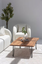 Helia Dark Acacia Coffee Table with Hairpin Legs TWOA 