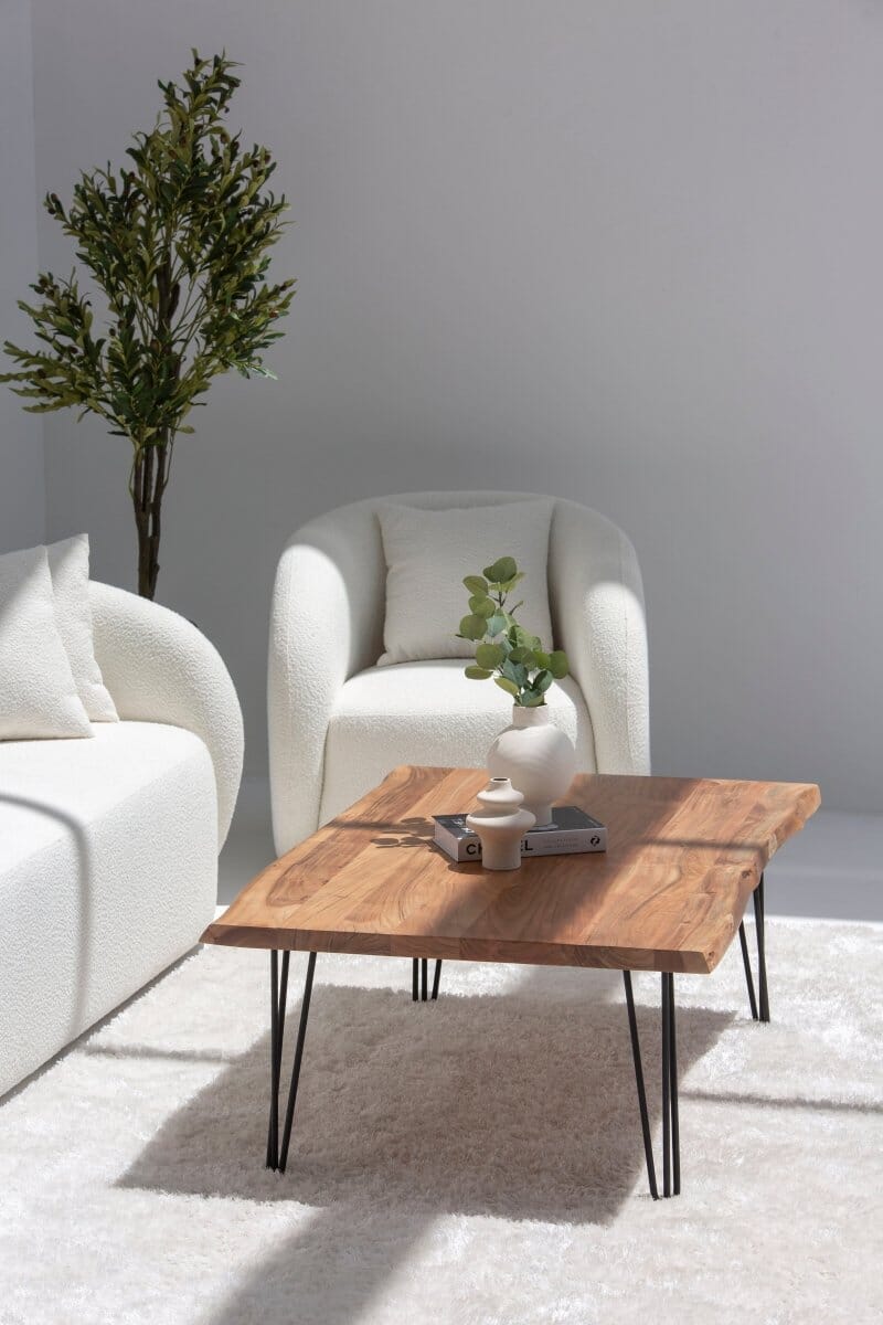 Helia Dark Acacia Coffee Table with Hairpin Legs TWOA 