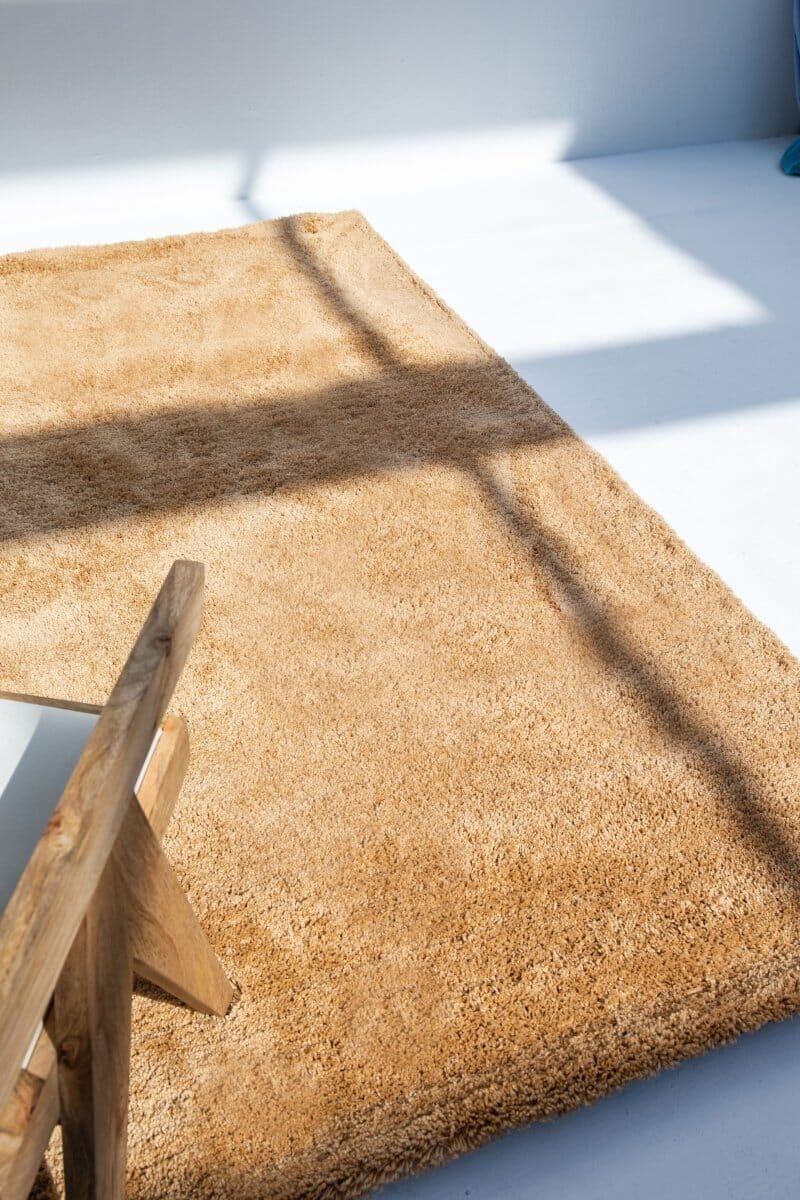 Hallway Light Brown Fluffy Shaggy Rug (2 Sizes) Table Tuft Shaggy RAM 