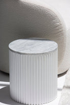 Nora Side Tables With White Wooden Base (18 Top Variants) Carrara Marble 