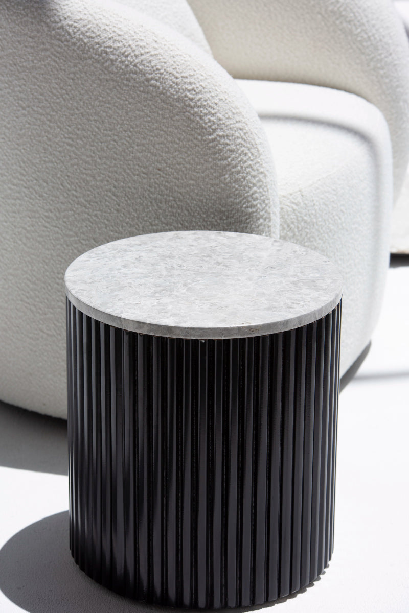 Nora Side Tables With Black Wooden Base (9 Top Variants) Thundra Gray 