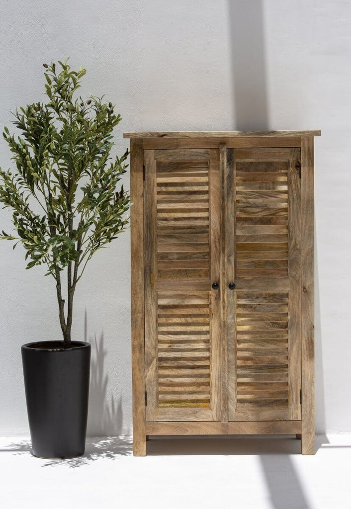 Marcella Rustic Mango Wood Slatted Cabinet (3 Sizes) TWOA H150 x W90 x D45 