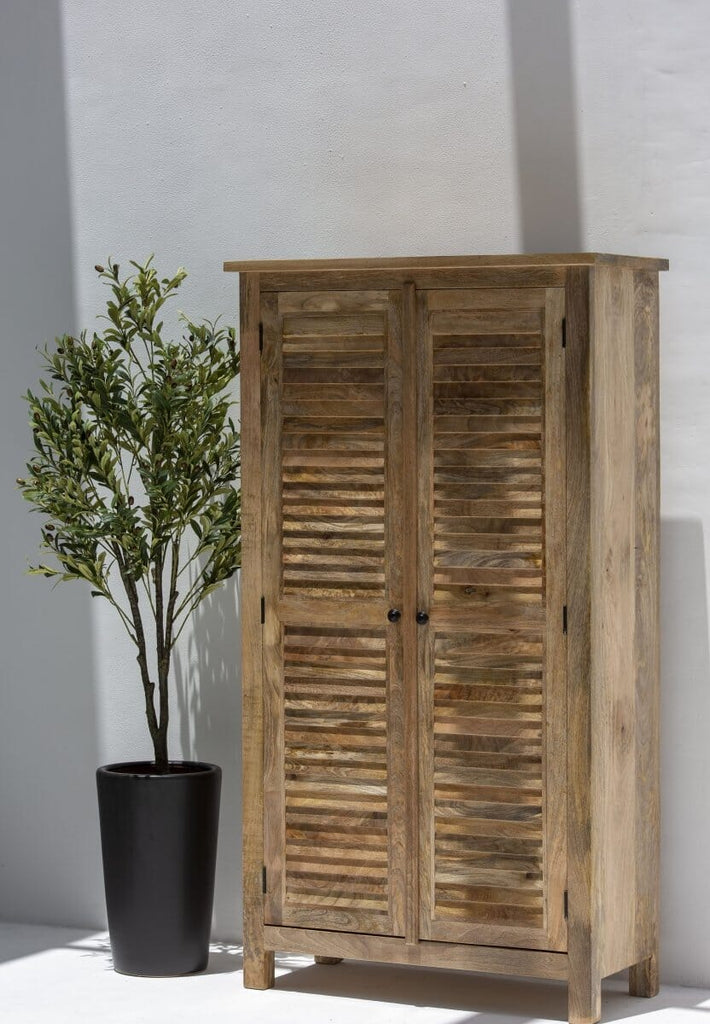 Marcella Rustic Mango Wood Slatted Cabinet (3 Sizes) TWOA H180 x W100 x D45 