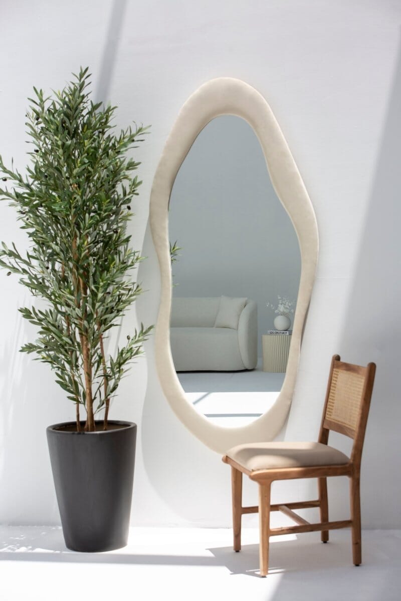 Roxana Wall Rounded Bottom Mirror with Off White Fr Homekode 