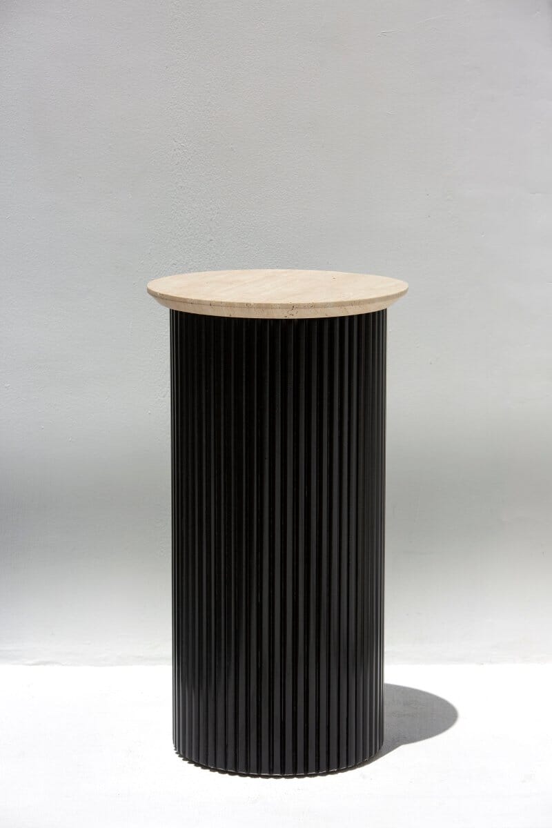 Alora Black Wooden Plinth With Multiple Tops Beige Travertine 