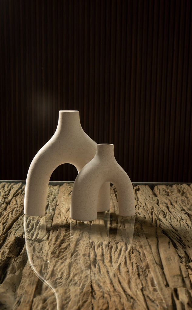Ceramic Leg Off-White Vases (Set of 2)