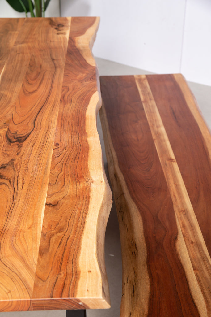 Dark Acacia Wood Industrial Design Bench (4 Sizes) Homekode 