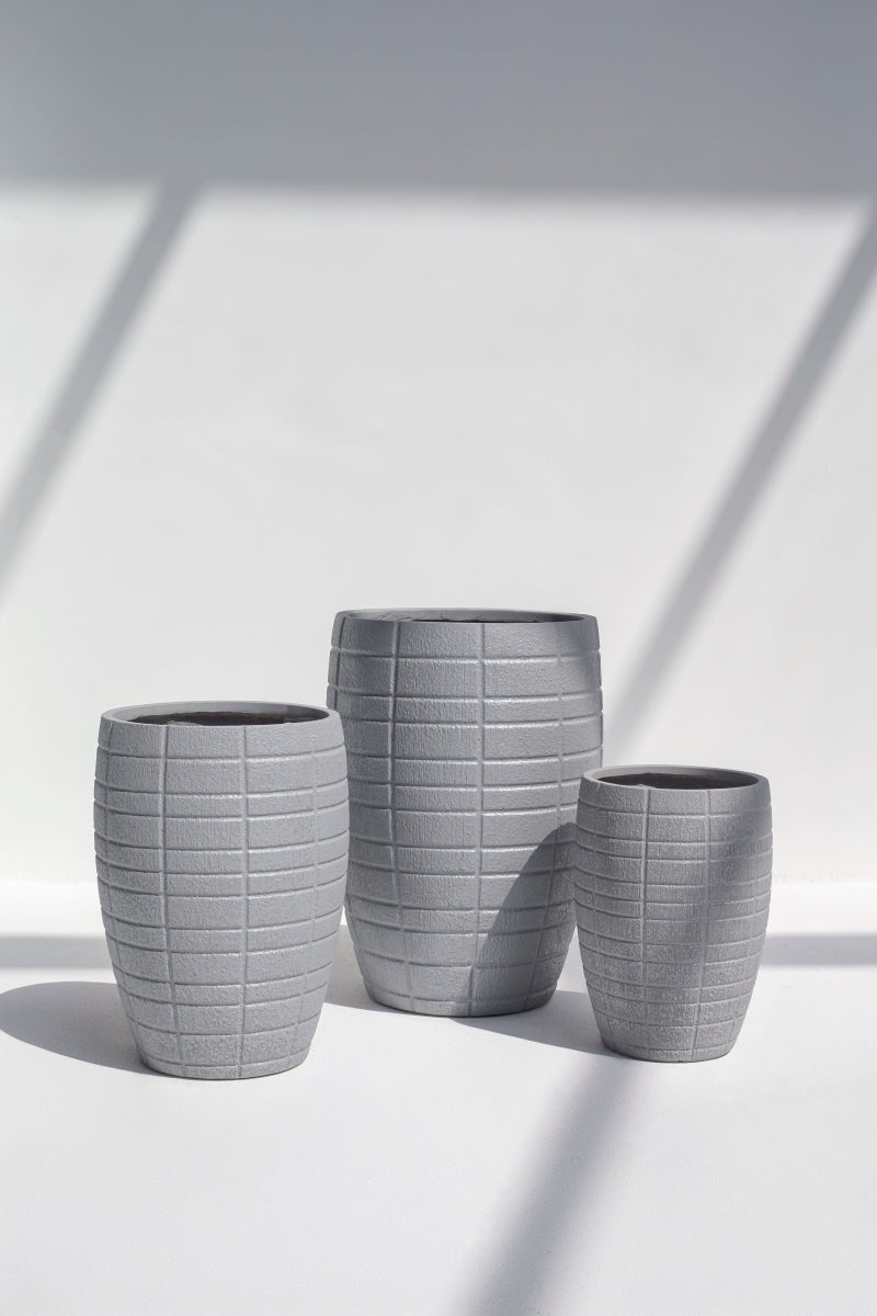 Gray Grid Texture Pot (3 Sizes) FLO 