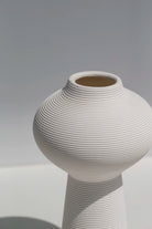 White Rippled Orb Vase 