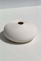 White Flat Round Ceramic Vase (7x15 CM) HAI12 