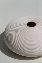 White Flat Round Ceramic Vase (7x15 CM) 