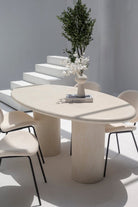 Sylvette Textured Oval Micro Cement Dining Table (2 Sizes) Homekode 