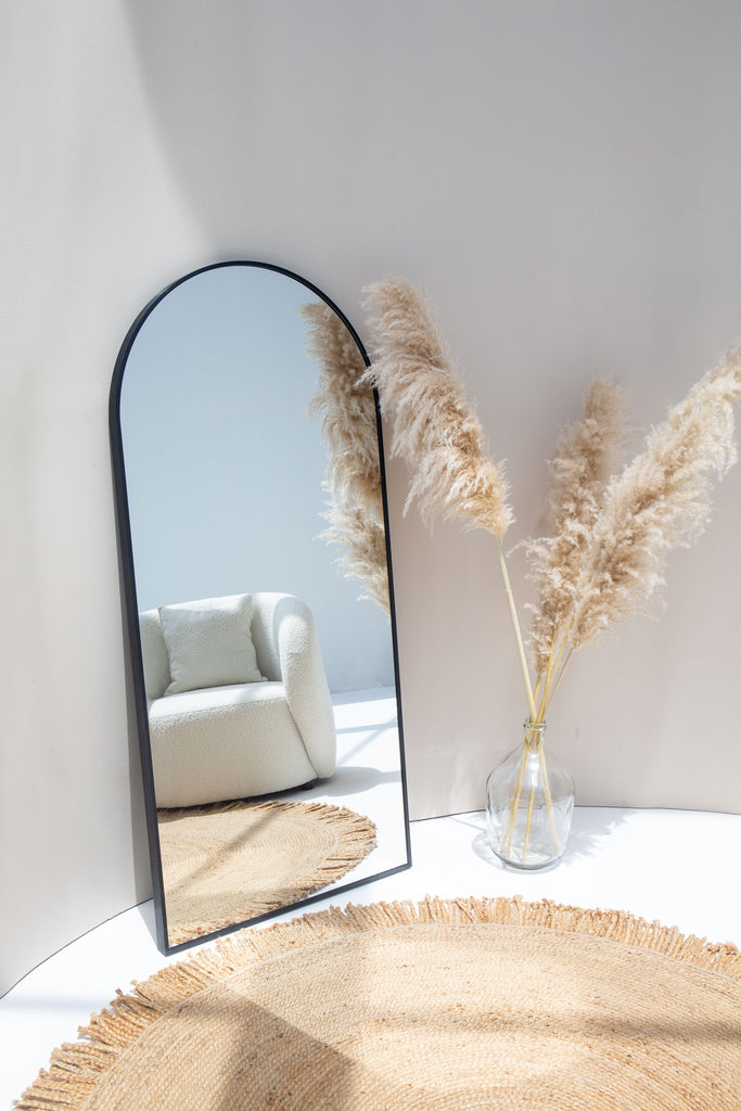 Full Length Arched Black Wall Mirror (7 Sizes) Mirrors Homekode 150x70 CM 