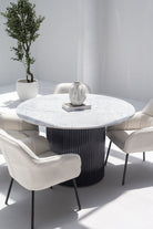 Banou Mugla White Marble Top Dining Table Homekode 