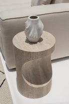 Tamara Sculpted Travertine Side Table (2 Sizes) MGH 