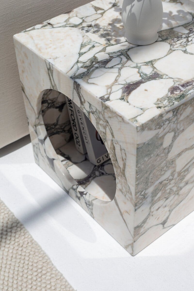 Isra Calacatta Viola Marble Side Table MGH 