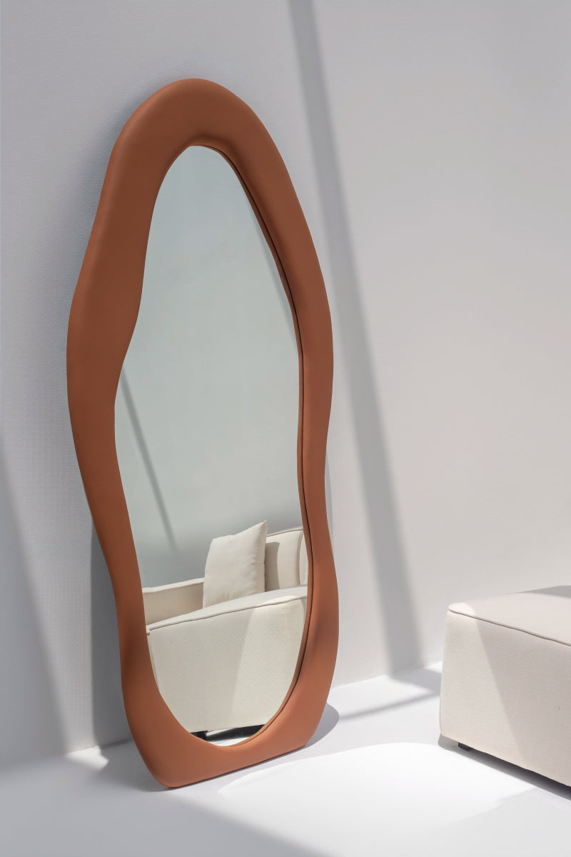 Roxana Brown Leather Squiggly Mirror (200x100CM) Homekode 