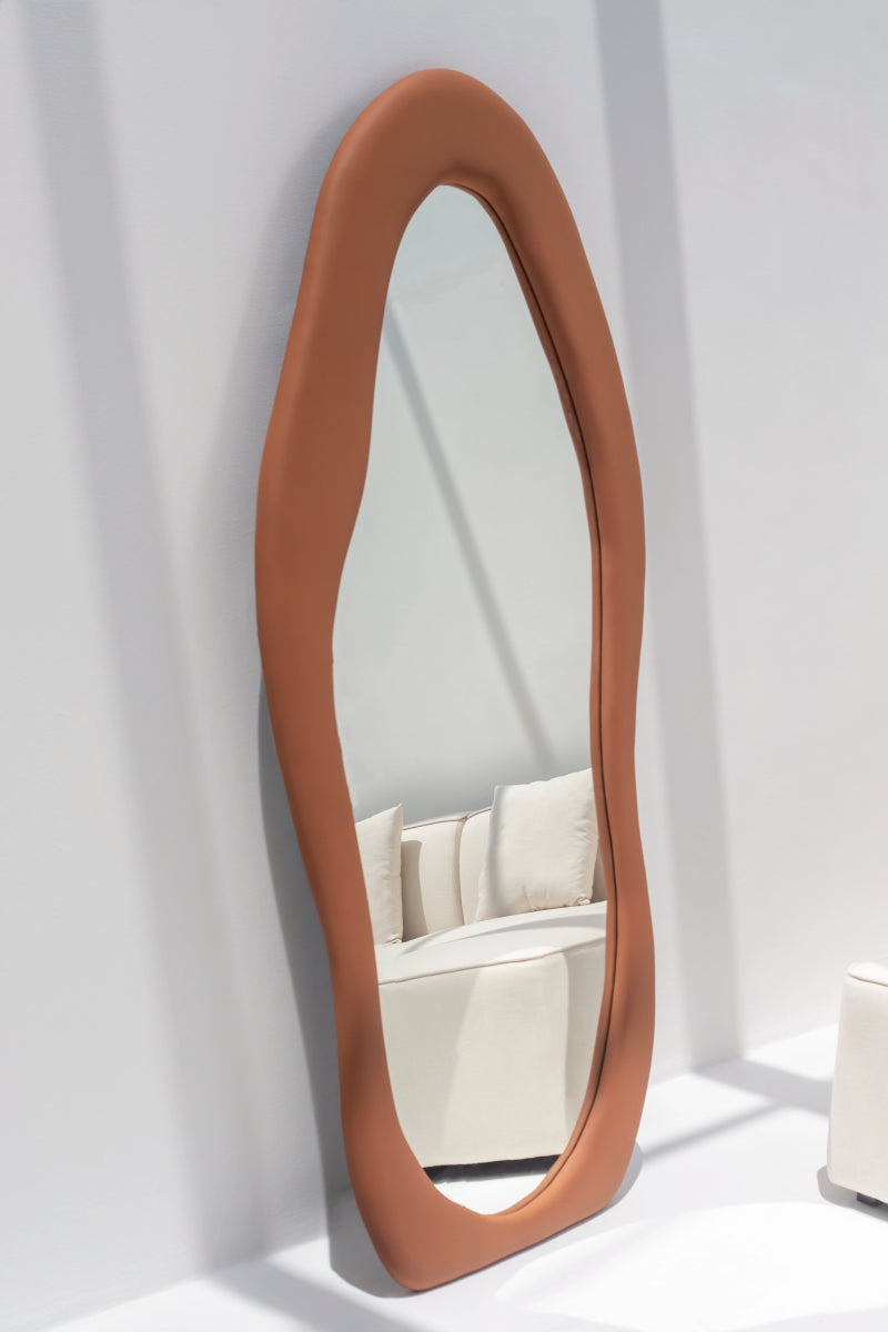 Roxana Brown Leather Squiggly Mirror (200x100CM) Homekode 