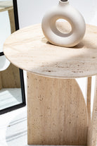 Thea Travertine Round Side Table Homekode 