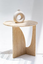 Thea Travertine Round Side Table Homekode 