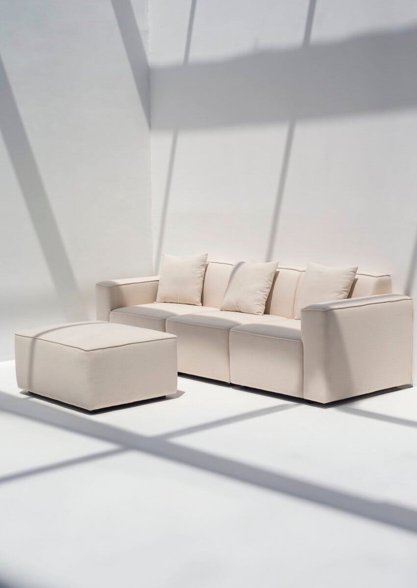 Aysun Cream Modular Sofa with Ottoman Homekode 